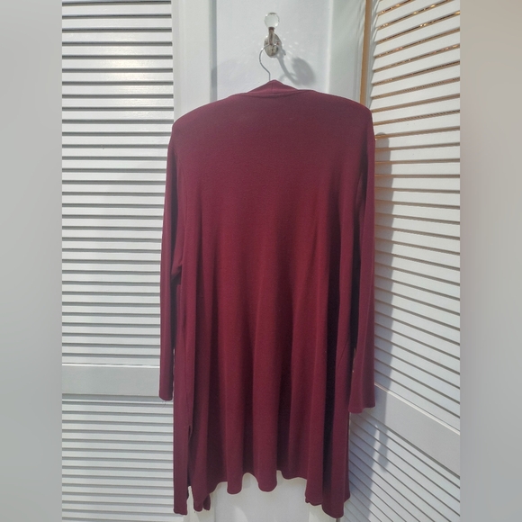 J.Jill Wearever 2X Burgandy Wine Duster Cardigan EUC - Picture 2 of 6